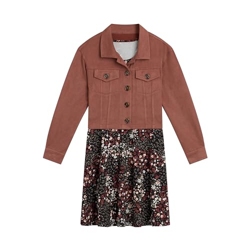 Image of Beautees Girls' Sueded Jacket and Sleeveless Dress Set