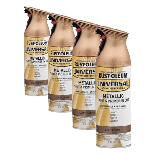 Image of Rust-Oleum 249132 Universal All Surface Metallic Spray Paint, 11 Fl oz, Aged Copper (Pack of 4)