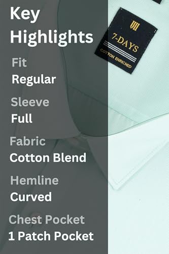 Image of 7-DAYS Men's Premium Striped Formal Shirt - Cotton Rich, Regular Fit, Full Sleeve, with Pocket, Wrinkle Resistant - Stylish Office & Everyday Wear.