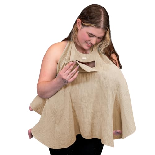 Image of Lookee Looky Muslin Nursing Cover for Baby Breastfeeding –Peekaboo Window -100% Breathable Cotton Privacy Nursing Shawl