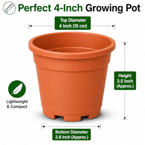 Image of Indian Gardens - 4 inch Indoor (Pack of 10) Plastic Small Colour pots | Plastic Plant Pot for Terrace Garden (Any Colour)