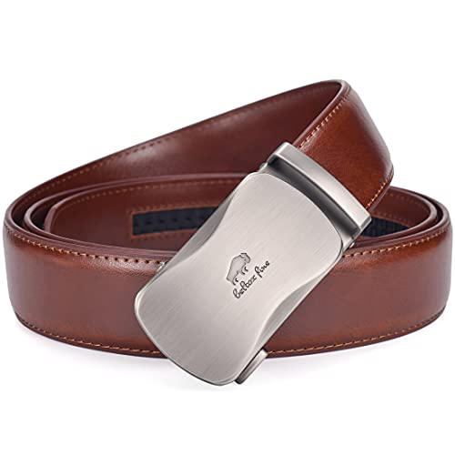 Image of Beltox Men Leather Belt w Slide Ratchet Interchangeable Buckle