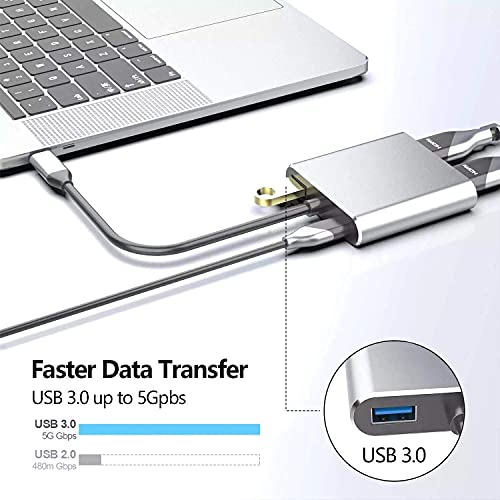 Image of USB C to HDMI VGA Adapter 4k, Microware 4 in 1 USB-C (Thunderbolt 3 Compatible) to HDMI,1080P VGA, USB Type C 87W PD Charging Multiport Adapter Compatible Mac-Book Pro /Switch /iPad Pro /XPS