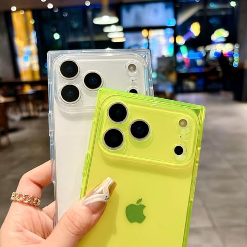 Coque rectangulaire iPhone 17 Pro jaune silicone anti-jaunissement