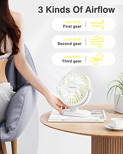 SWEETFULL Ventilador de mesa USB pequeno, ventilador de mesa pessoal portátil de 3 velocidades, mini