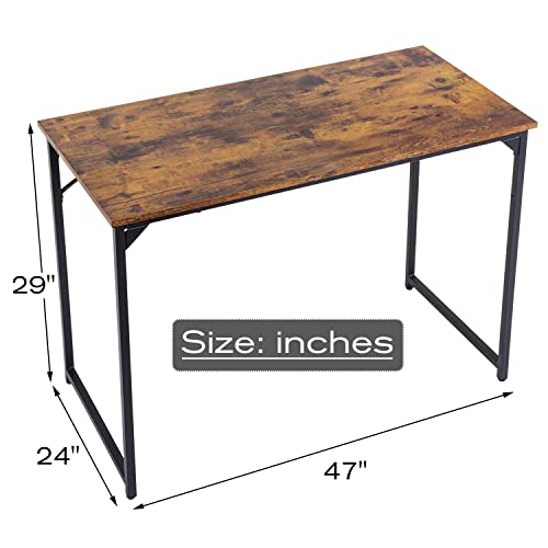 Hcb Computer Desk 47Inch Home Office Desk Writing Study Table Modern Simple Style Pc Desk With Black Metal Frame(Brown),47Inchx24Inchx29Inch #TOP2