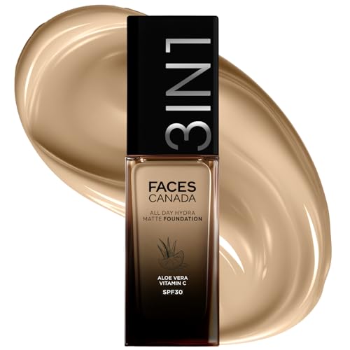 Image of FACESCANADA All Day Hydra Matte Foundation Cream| 3-in-1 Foundation + Moisturizer + SPF 30|24 HR Aloe Hydration & Vitamin C|10HR Long Wear|Medium to High Buildable Coverage|Absolute Ivory 012|30ml