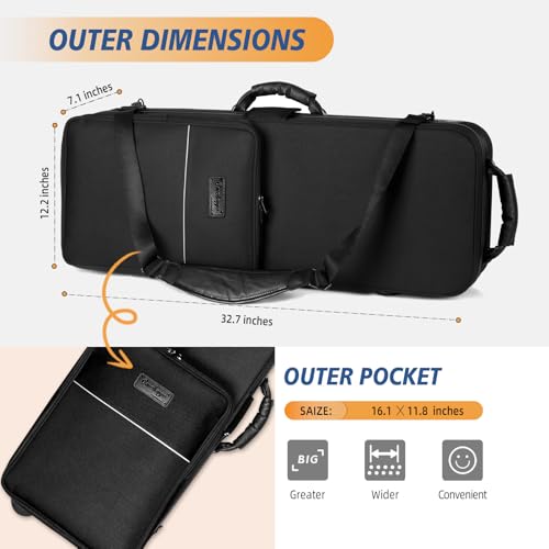 Omebaige Tenor Saxophone Case With Wheels, Tenor Sax Roller Bag, Tenor Sax Backpack, Thicken Padded Shoulder Strap, Handle Strap Sax Accessories Carrying Bag - Thumbnail 6