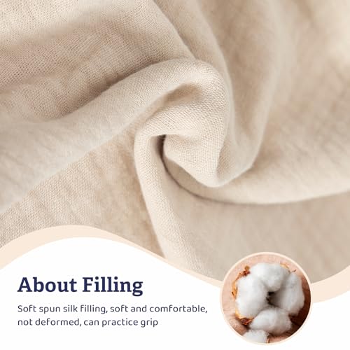 Image of 2-Pack Bunny & Goose Baby Lovey Security Blankets, Soft, Breathable Cotton Muslin, Unisex for Newborns & Infants (Khaki Set)
