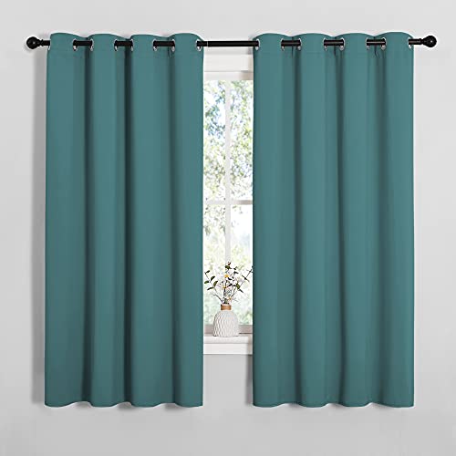 Image of NICETOWN Bedroom Curtain Panels Blackout Draperies, Thermal Insulated Solid Grommet Blackout Curtains /Drapes (Sea Teal, One Pair, 55 by 68-inch)
