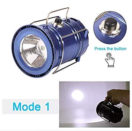 Debire Solar Emergency LED Light, USB and Mobile Charging 2 Power Sources, Power Lithium Battery, Travel Camping Lantern with Cable, Multicolored(Black/Blue/Golden) Pack of 1 4