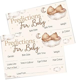 Prediction Cards - Teddy Bear Baby Shower Keepsake Game - 10 Players