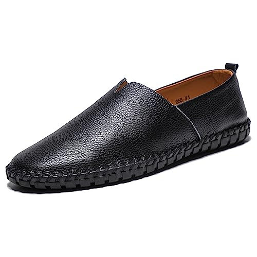JiuQing Men's Loafers Slip-On Barefoot Flats Soft Leather Lightweight Walking Casual Driving Shoes