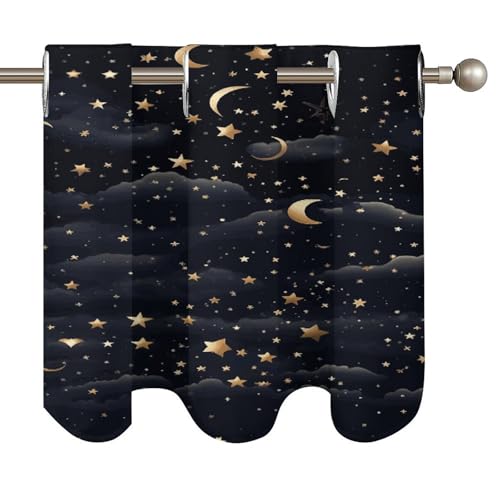 Cenefa de arte moderno y cortinas opacas celestiales 6