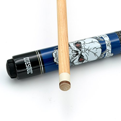 Cuesoul 57 Inch 20Oz 1/2 Maple Pool Cue Stick Kit- Rock The World Stylish Pattern Cue Design In Blue Paint #TOP2