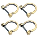 CRAFTMEmore D-Rings Screw In Shackle Horseshoe U Shape D Ring DIY Leather Craft Purse Keychain Accessories for 3/4 Inch Strap 4 pcs (Brushed Gold (Bronze))