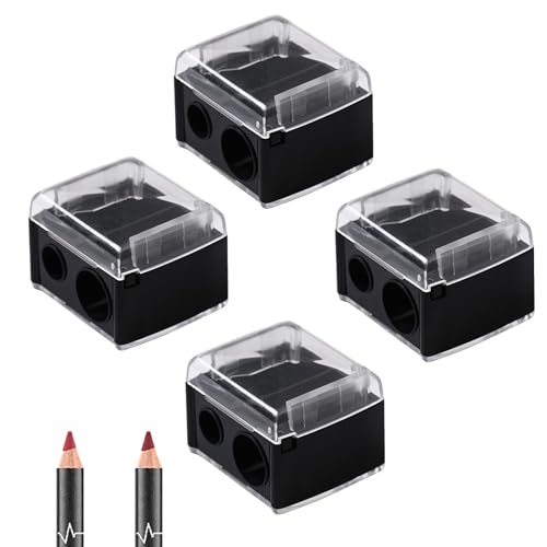4 PCS Sacapuntas Doble para Lápices Cosméticos, Sacapuntas Lápices de ojos, Accesorios Maquillaje Herramientas, Suministros Estudio, para Lápices, Delineador, Lápiz Labial, Lápiz Cejas