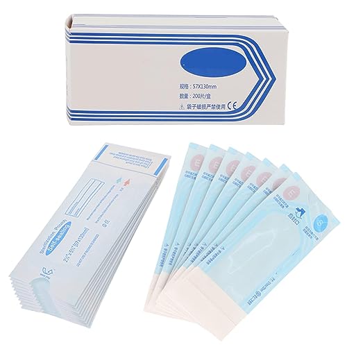 200pcs Self Sealing Sterilization Pouch, Autoclave Sterilizer Bags with Indicators for Dental Offices Tattoo Nail Art Accessories, 57 x 130mm / 2.2 x 5.1in