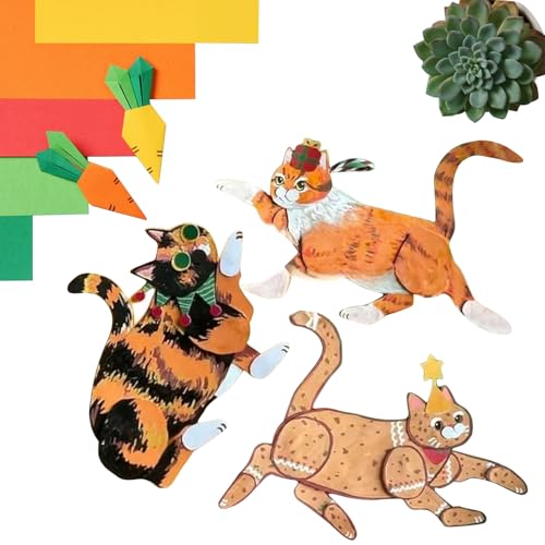 猫のペーパードールキット,14箇所の可動関節で楽しく柔軟なブルドッグ装? | ブルドッグ ペーパー クラフト おもちゃ - デスクトップ・学校・家庭・パーティー・ホビー・ハロウィン・誕生日用