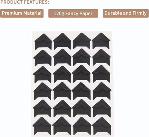 GOONAVI 480 Pcs Black Acid-Free Photo Corners Mounting Self Adhesive for DIY Photo Album, Journal & Stickers for Guestbook - Thumbnail 3