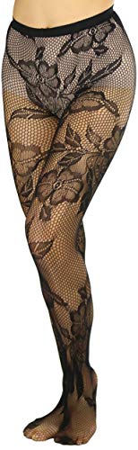 Image of ToBeInStyle Women's Elegant Floral Lace Inspired Spandex Net Full Length Tights