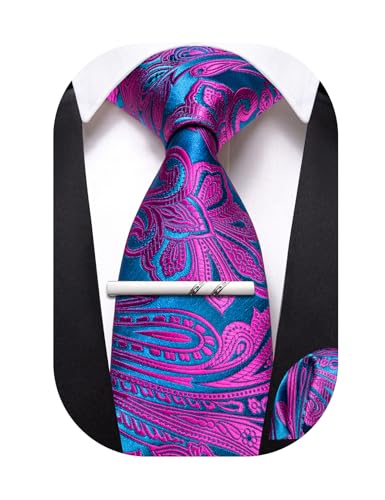 Image of Barry.Wang Boys Ties School Pre-Tied Kids Necktie Handkerchief Clip Set Uniforms Child Ties for 8-14 Years Wedding Party