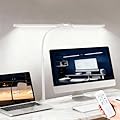 LED Desk Lamp with Clamp, Double Head Adjustable Architect Light, Eye-Caring Monitor Desk Lamp for Home Office, Flexible Gooseneck Task Lamp with 10 Brightness Levels & 5 Color Temperature Modes White