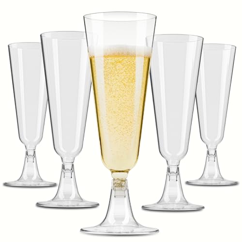 Qeirudu 5.5oz Plastic Champagne Flutes, 40 Pack