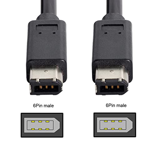 CY IEEE 1394 Firewire 400 6-pin to 6-pin Cable FireWire 400Mbps 6p to 6p Capture Cord 1.8m, Black, 6Pin Male-6Pin Male - Image 3
