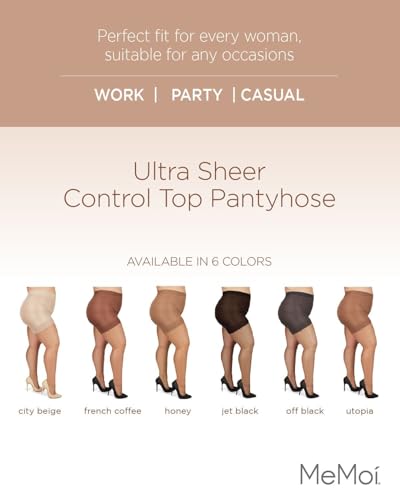 MeMoi Plus Size Curvy Ultra Sheer Control Top Pantyhose2