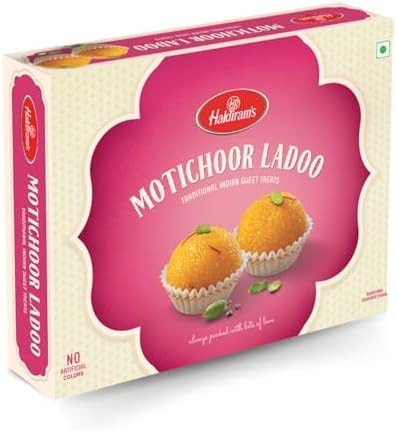 Haldiram's Motichoor Ladoo 200 gram | Laddu Sweets | Great Gift Pack | Premium Handcrafted Indian Mithai | Motichoor Bundi Ladu | Indian Sweets | Fresh Boondi Laddoos