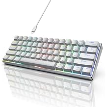 RK ROYAL KLUDGE 60% Mechanical Keyboard RK61 Pro, Wired Gaming Keyboard Aluminum Frame, Programmable RGB Backlit 61 Keys Ultra-Compact, Gateron Brown Switch, White