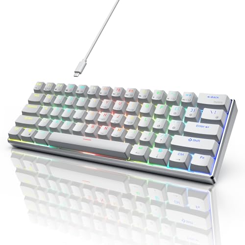 RK ROYAL KLUDGE 60% Mechanical Keyboard RK61 Pro, Wired Gaming Keyboard Aluminum Frame, Programmable RGB Backlit 61 Keys Ultra-Compact, Gateron Brown Switch, White by RK ROYAL KLUDGE - Used condition - US$47.49