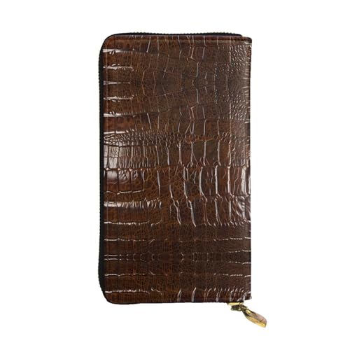Porte-cartes de crédit portefeuille en cuir imprimé texture crocodile long voyage portable