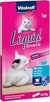 Vitakraft Liquid Snack Katzen Leckerli Katzensnack cremig mit Lachs und Omega 3 Fetts&aumluren in einzelnen Sachets f&uumlr ges