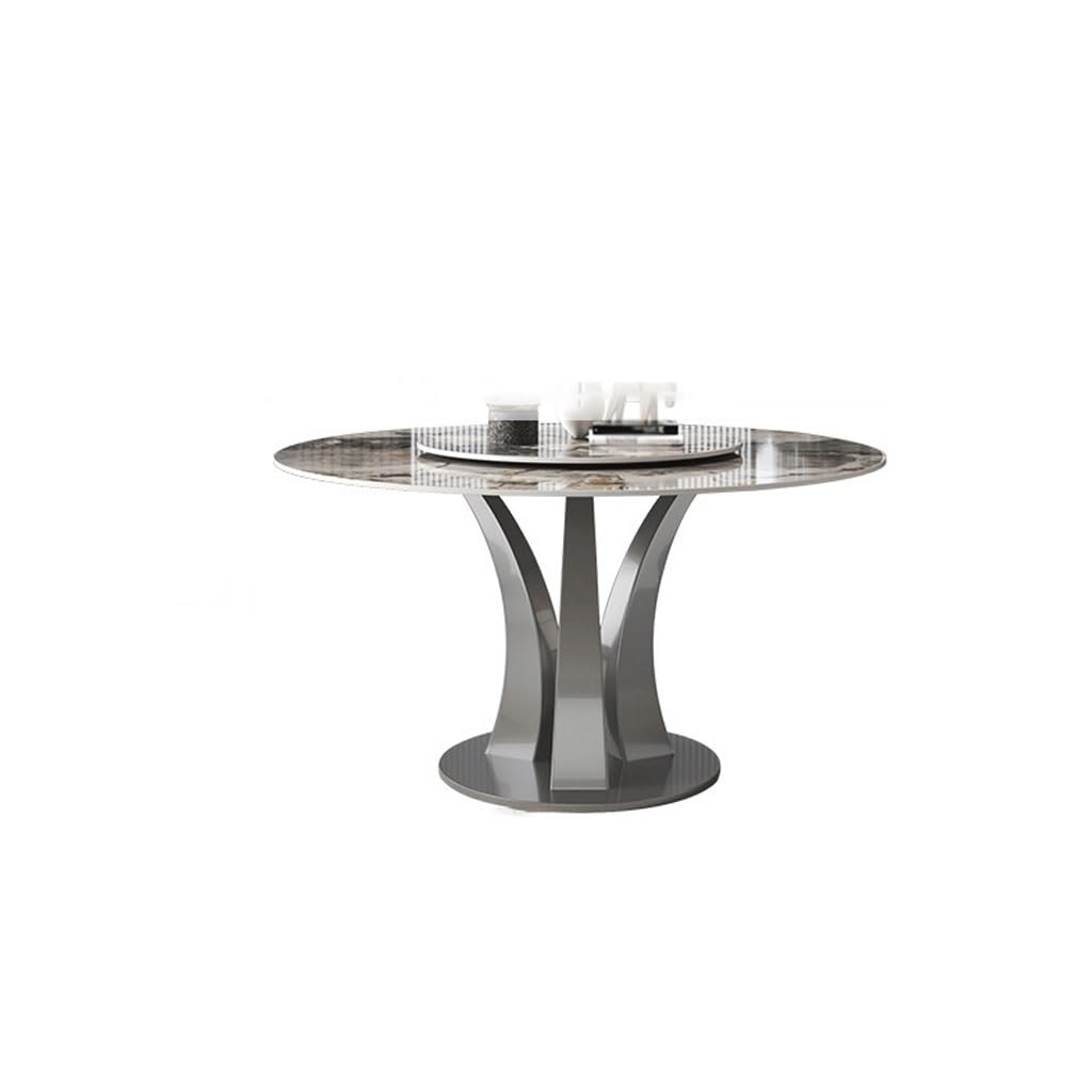 LUZZILEMesa De Jantar Bright Slate Dining Table Simple Home Small Apartment Living Room Round Dining Table With Turntable Party Table Diner Table(M:130 * 75cm)