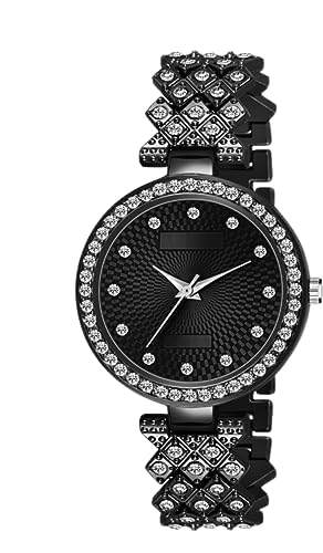 SAMMUS ECOM HUB Metal Chain Analog Wrist Watch for Girls, tainless Steel Chain & Studded Dial Ladies Watch (Black) (B0CDLLXNYP) Amazon Price History, Amazon Price Tracker