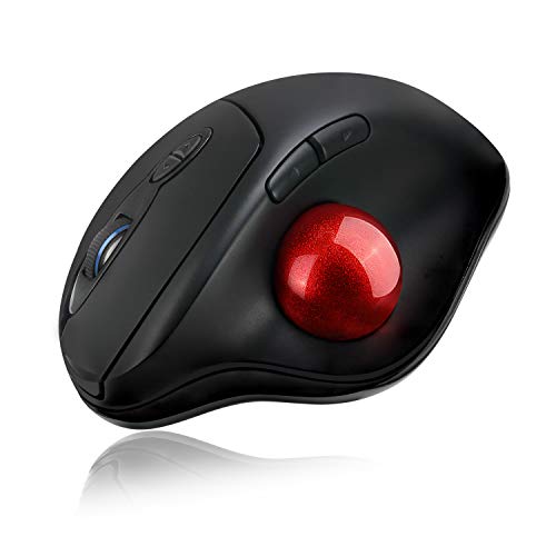 Adesso Imouse T30 Wireless Ergonomic Thumb Trackball Mouse With Nano Usb Receiver, Programmable 7 Button Design, And 5 Level Dpi Switch, Black #TOP7