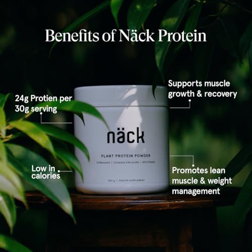 Image of Nack Plant Based Protein Supplement | 500g Unflavoured | 80% Pea & Rice Protein | 24g per Serving | Complete Essential Amino Acid Profile 9.7g EAA, 4.5g BCAA | Muscle Growth & Recovery | Vegan & Gluten-Free (Pack of 2)