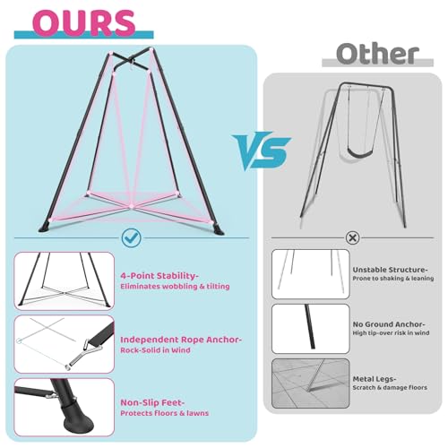 Swing Stand Frame with Sensory Pod Swings and Chair, Sensory Swing Set, X-Shaped Swing Frame, Heavy-Duty Metal Hammock Chair Stand for for Adults Indoor and Outdoor 330LBS(Pink) by G TALECO GEAR - Image 2