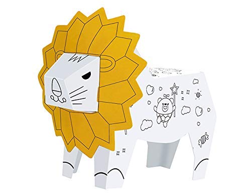 Image of Crackles DIY 3D Paper Cardboard Folding Puzzle Craft & Coloring Lion Toy