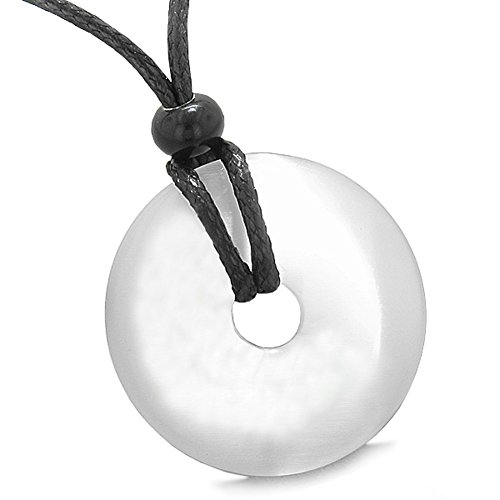 Large Celtic Triquetra Knot Amulet Lucky Coin Donut Charm White Simulated Cats Eye Protection Necklace #TOP4