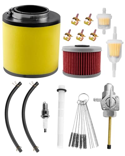 AUGREX Air Oil Filter Tune Up Kit w/Fuel Petcock Vavle & Spark Plug Fit for Honda ATC250ES Big Red 250 1985-1987 Replace 17254-HA0-000 15410-KF0-010 16950-HC4-840