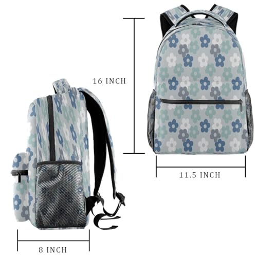 Sac à dos d'école grand volume fleurs bleues contre le mal de dos