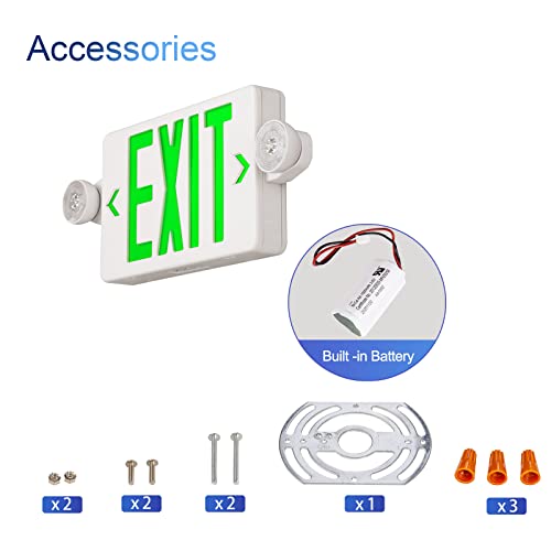 CM MZY Exit Sign with Emergency Light, Exit Signs with Battery Backup,Green Exit Lighting,Combo for Business,Two Adjustable Head,US Standards,UL Certified,AC 120V/277V,1 Pack by CM MZY - Image 4