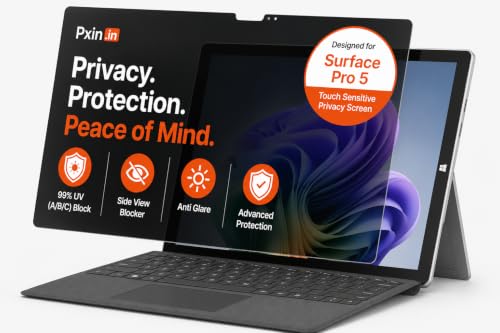 Image of Pxin Aura | Compatible with Microsoft Surface Pro 5 | Touch Sensitive Privacy Screen | Anti Blue | Anti Glare | UltraThin for Hyper Touch | Anti UV | Privacy Filter