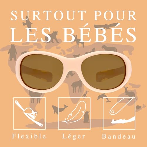 ActiveSol Lunettes de Soleil Bébé Safari, 0 – 24 Mois, protection UV 100%, polarisées, bandeau – vue 3