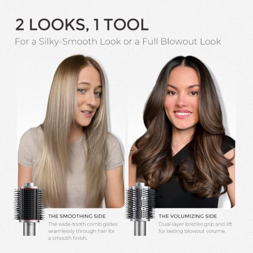 Image of TYMO 4.0 Hair Blow Dryer Brush - Lightweight 3X Faster Drying 5-in-1 Ionic Blowout Hair Dryer Brush Adds Shine, Volume & Fullness for Smooth, Anti-Frizz Straight, Curl & Blowout Styles, Metal Grey