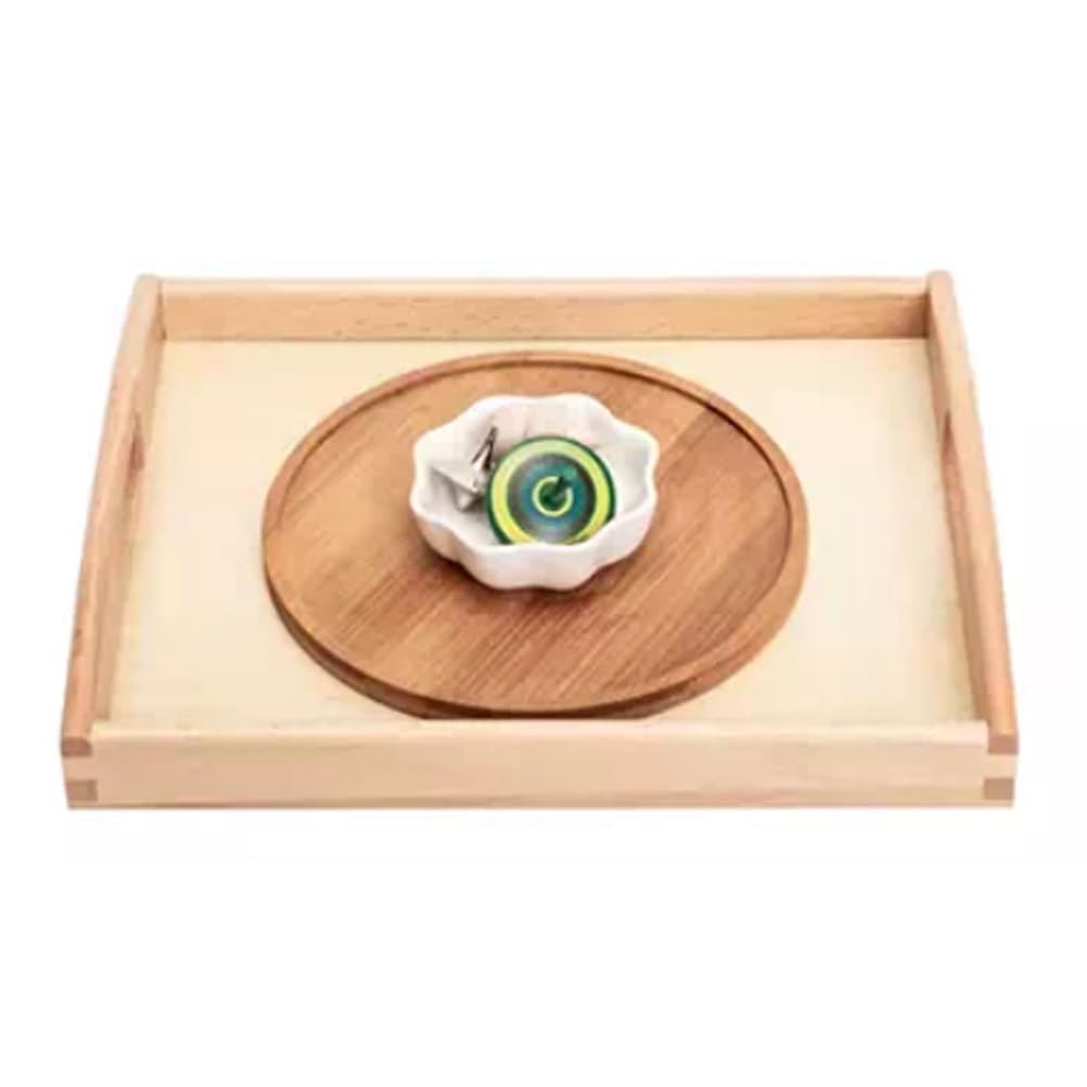 ttnmrc Montessori Spinning Top Toy with Wooden Tray