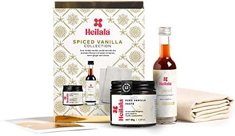 Spiced Vanilla Collection - Contains Award-Winning Vanilla Bean Paste, Spiced Pure Vanilla Extract & an Unbleached Cotton Dish Towel, Heilala Vanilla Beans are Ethically Sourced from Polynesia